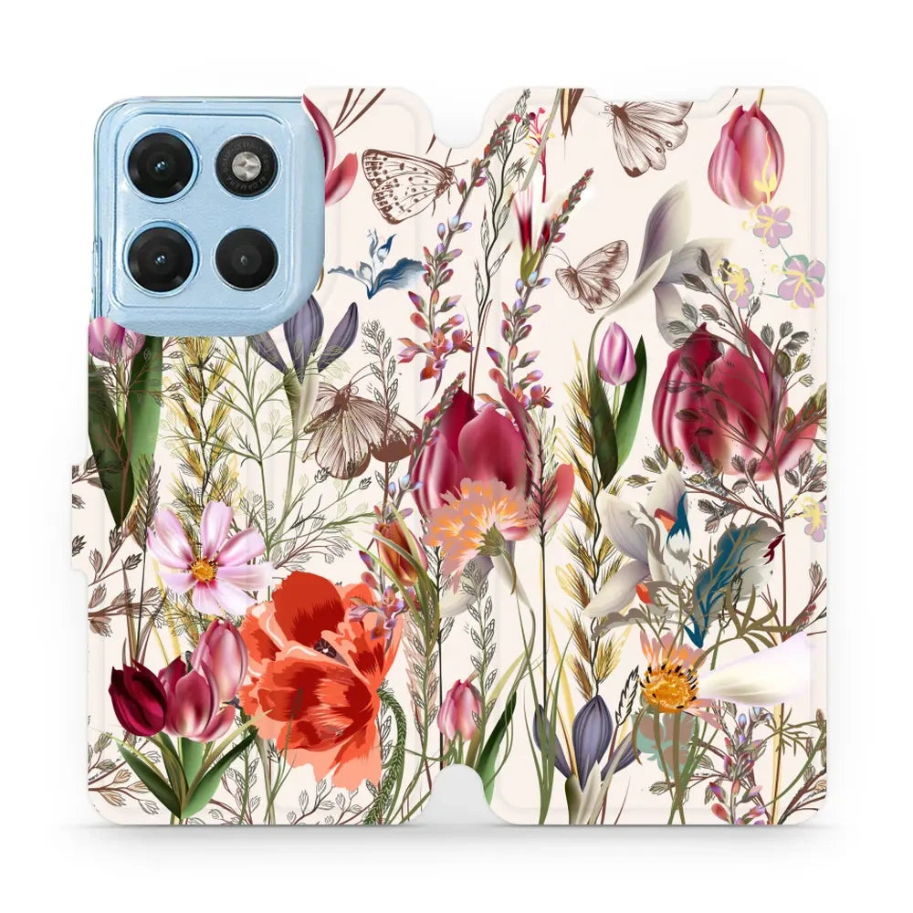 Handyhülle mit klappe für Motorola Moto G17 Power, Mobiwear Book, Blumenstrauß