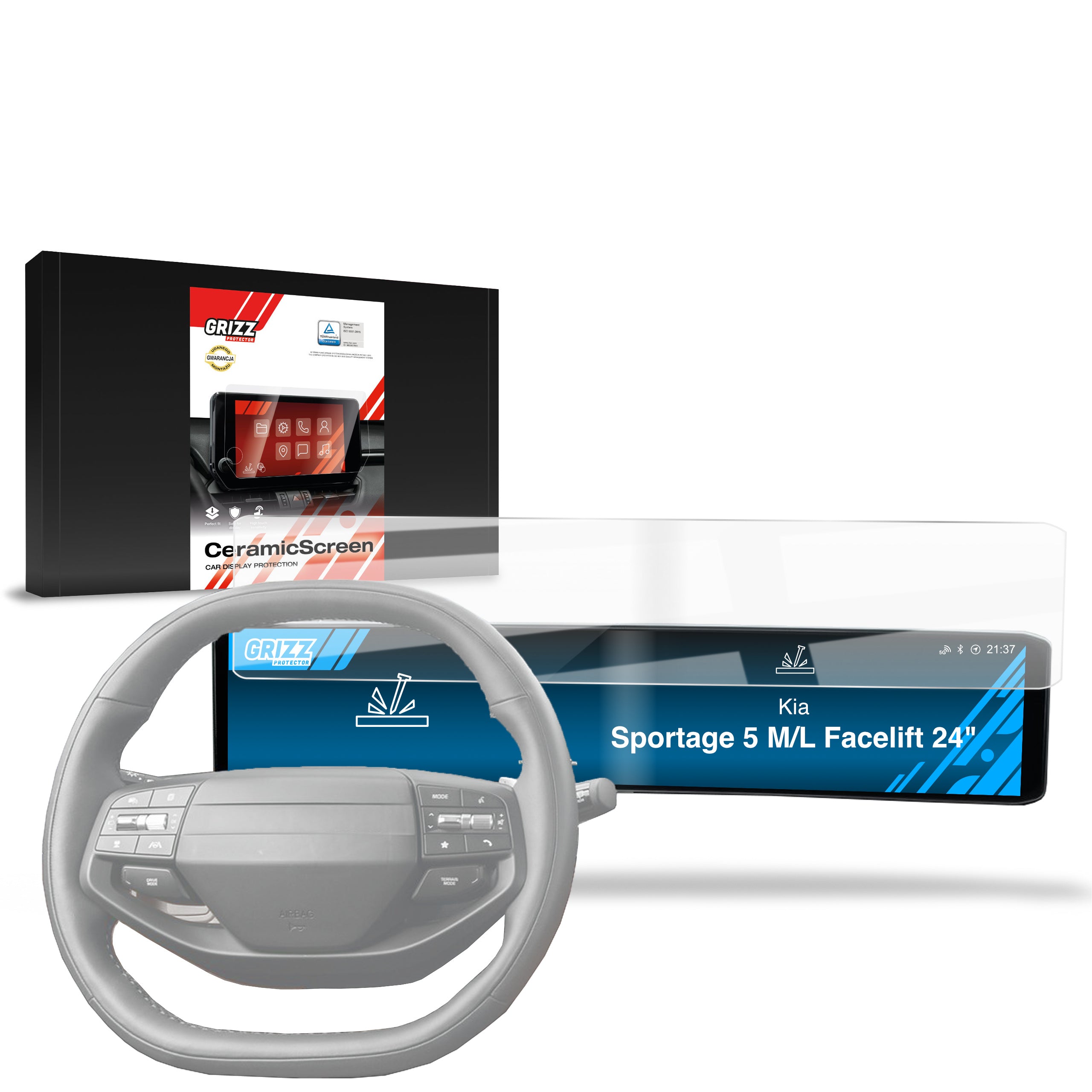 Keramische Autodisplayfolie für Kia Sportage 5 M/L Facelift 24" (2025-2026), Grizz Protector