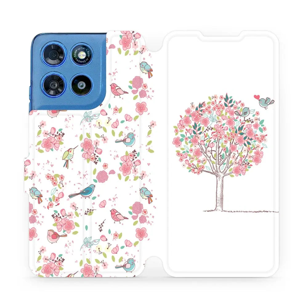 Handyhülle mit klappe für Motorola Moto G57 Power, Mobiwear Book, Rosa Hain