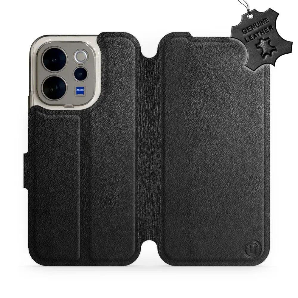 Echtleder Handyhülle für Vivo V70 5G, Mobiwear Leather, Schwarz