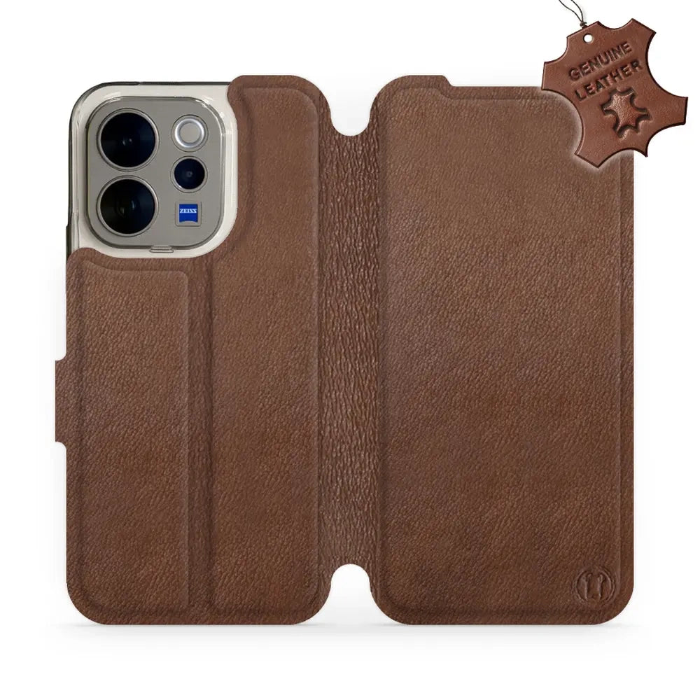 Echtleder Handyhülle für Vivo V70 5G, Mobiwear Leather, Braun