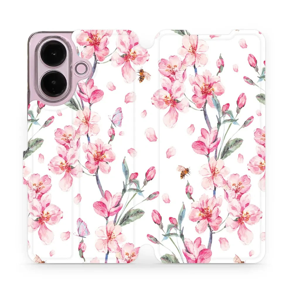 Handyhülle mit klappe für Vivo V60 Lite 5G, Mobiwear Book, Rosa Frühling