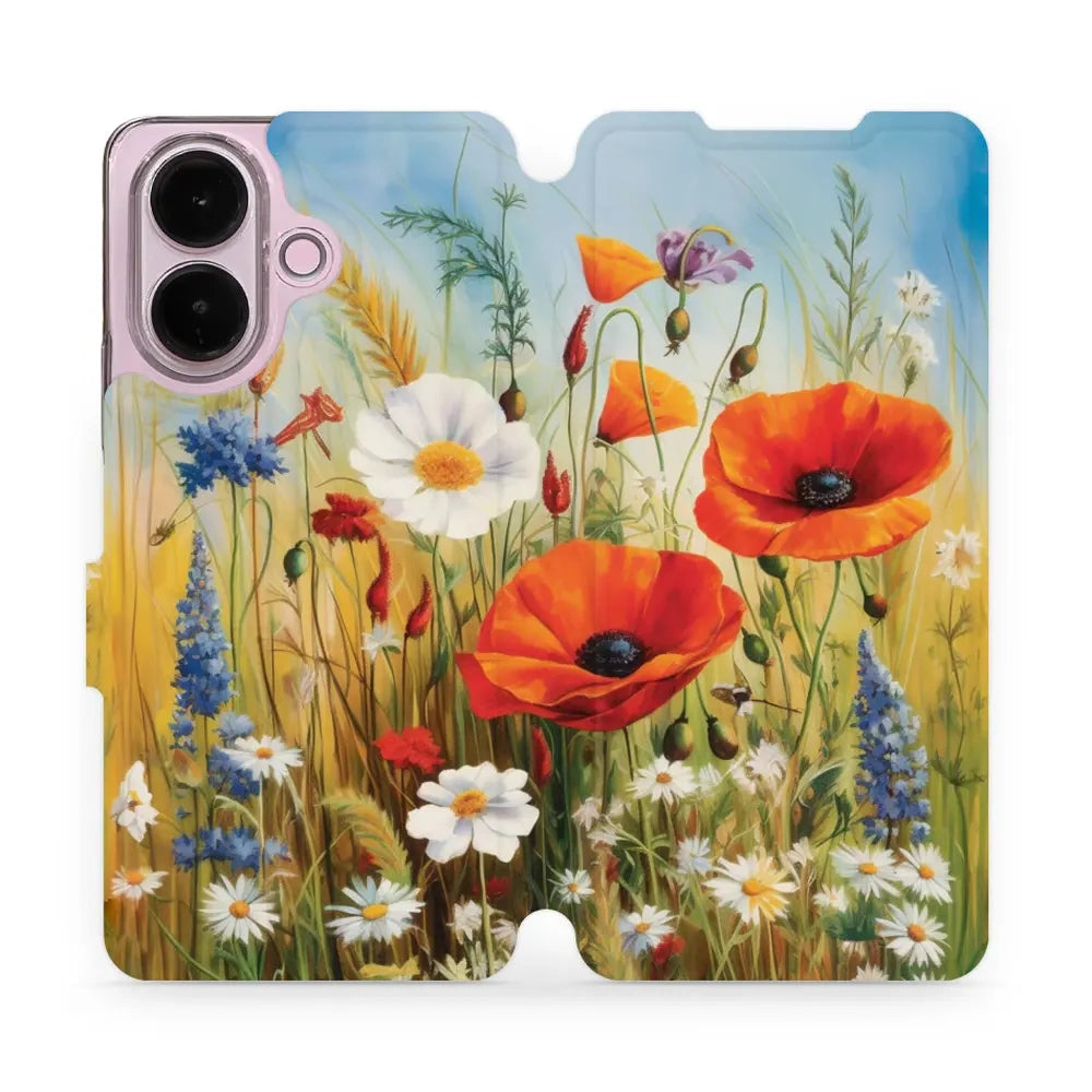 Handyhülle mit klappe für Vivo V60 Lite 5G, Mobiwear Book, Wiesenblumen
