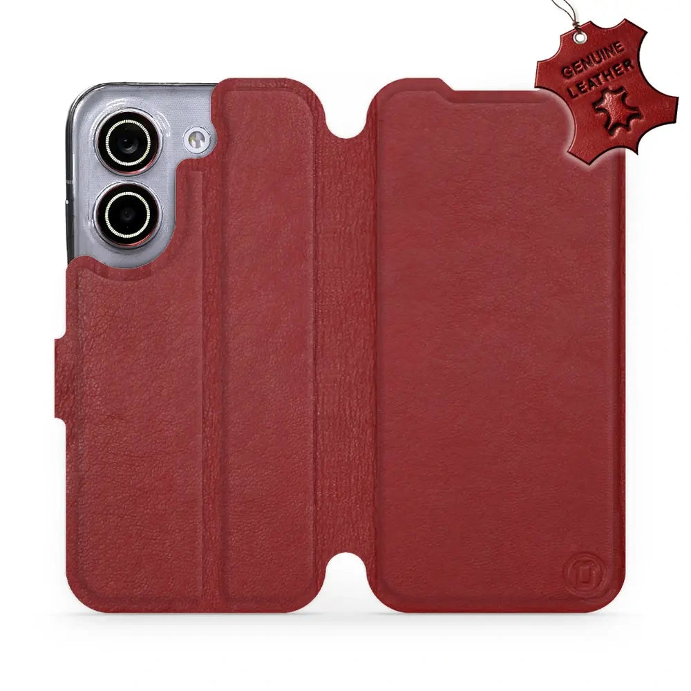 Echtleder Handyhülle für Xiaomi POCO X8 Pro, Mobiwear Leather, Dunkelrot