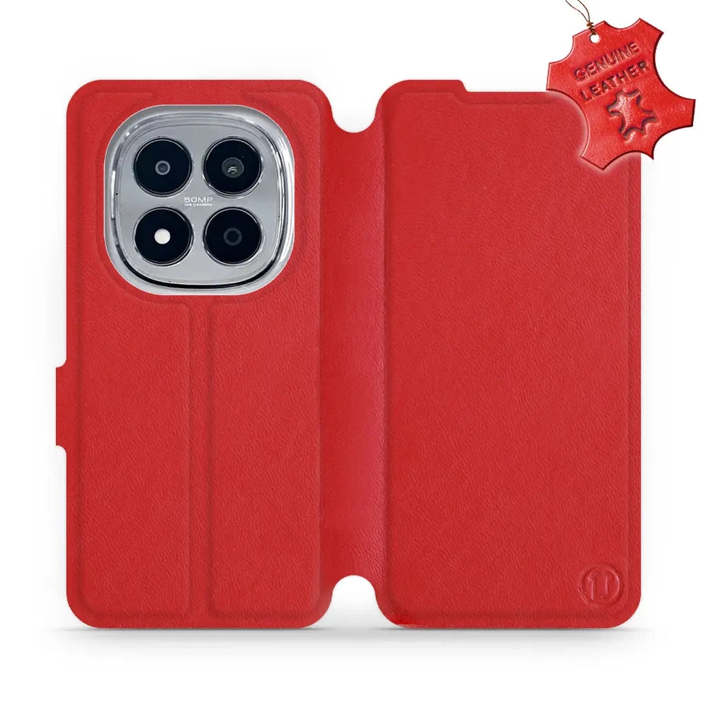 Echtleder Handyhülle für Xiaomi Redmi Note 15 Pro 4G, Mobiwear Leather, Rot
