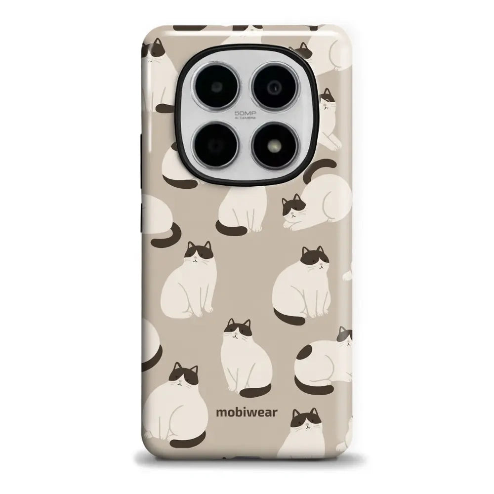 Handyhülle für Xiaomi POCO M8 5G, Mobiwear Elite Pro, Kaffe Miau