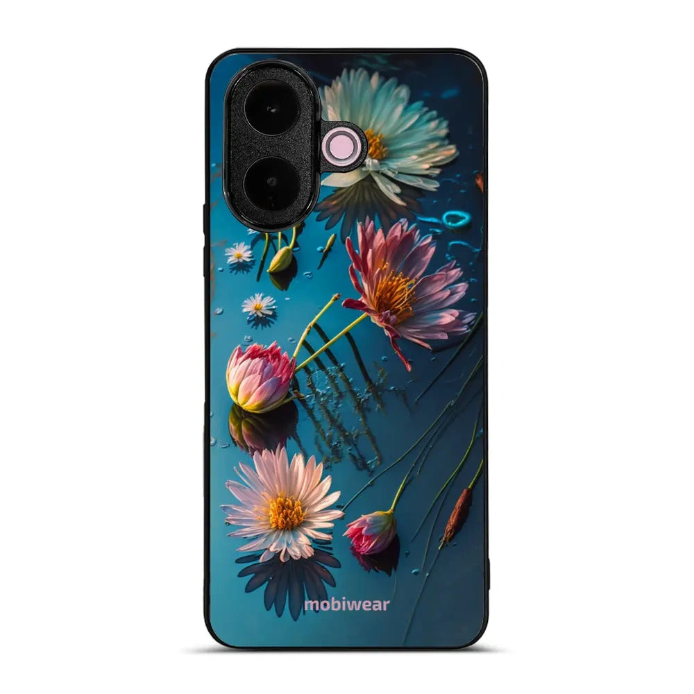 Handyhülle für Vivo V60 Lite 5G, Mobiwear Glossy Case, Blau-Blumig
