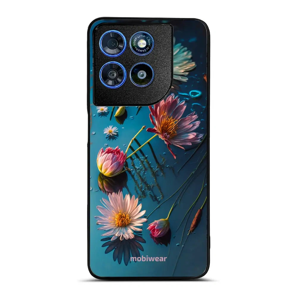 Handyhülle für Motorola Moto G57 Power, Mobiwear Glossy Case, Blau-Blumig