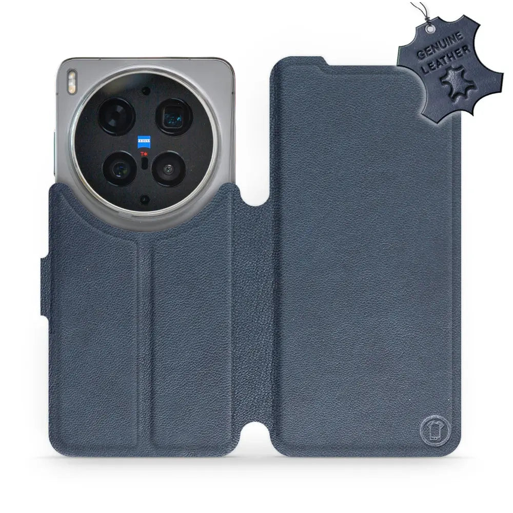 Echtleder Handyhülle für Vivo X300 Ultra, Mobiwear Leather, Dunkelblau