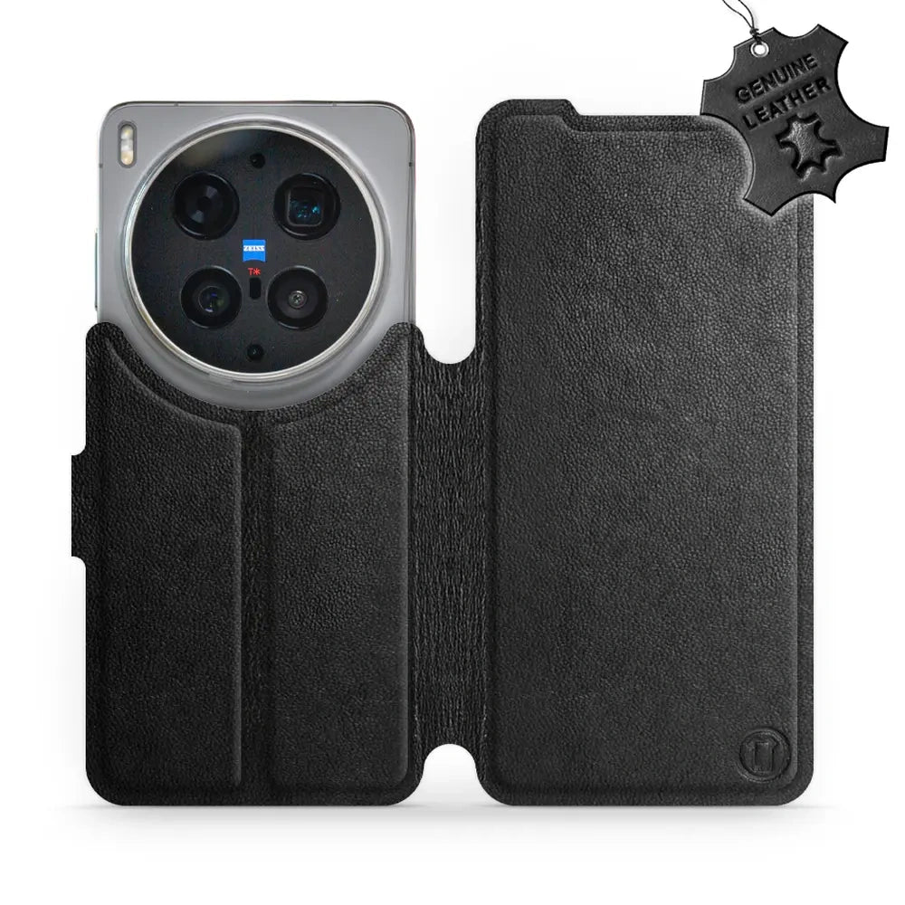 Echtleder Handyhülle für Vivo X300 Ultra, Mobiwear Leather, Schwarz