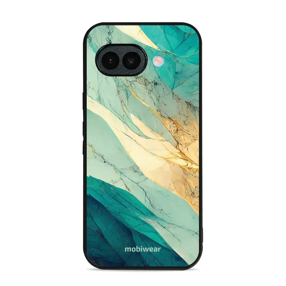 Handyhülle für Google Pixel 10a, Mobiwear Glossy Case, Türkis-Marmor