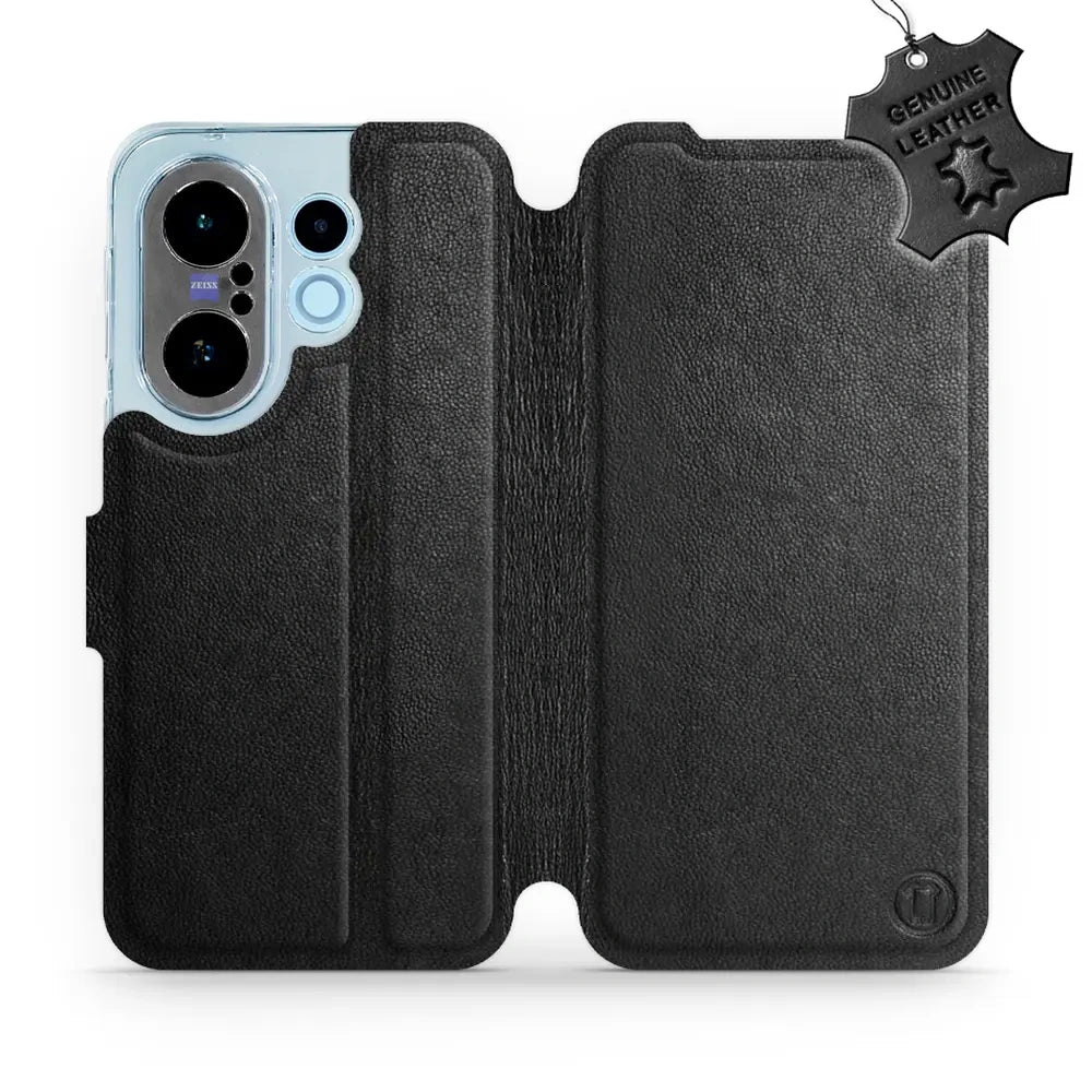 Echtleder Handyhülle für Vivo X200 FE, Mobiwear Leather, Schwarz