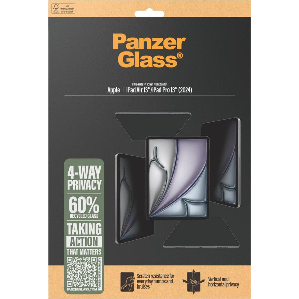 Schutzglas mit Sichtschutzfilter für iPad Air 13" M4/M3/M2 / Pro 13" 2025 / 2024, PanzerGlass 4-Way Privacy Ultra-Wide Fit (4/5)