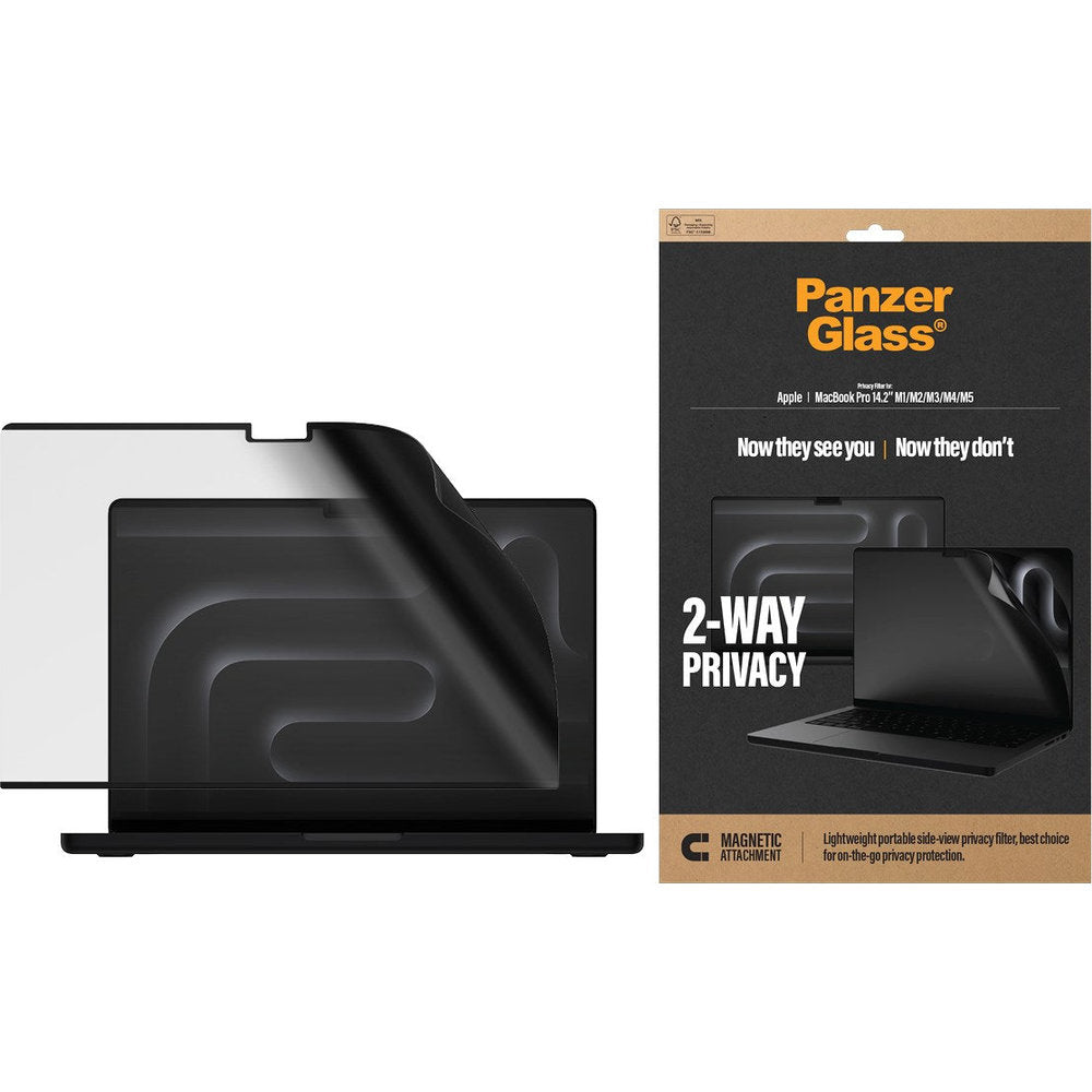 Magnetische Schutzfolie mit Sichtschutzfilter für MacBook Pro 14" 2021-2026, PanzerGlass Magnetic 2-Way Privacy (2/4)