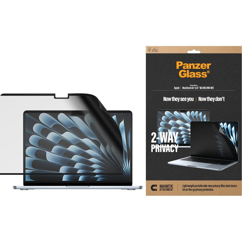 Magnetische Schutzfolie mit Sichtschutzfilter für MacBook Air 13.6" M5 / M4 / M3 / M2, PanzerGlass Magnetic 2-Way Privacy (2/4)