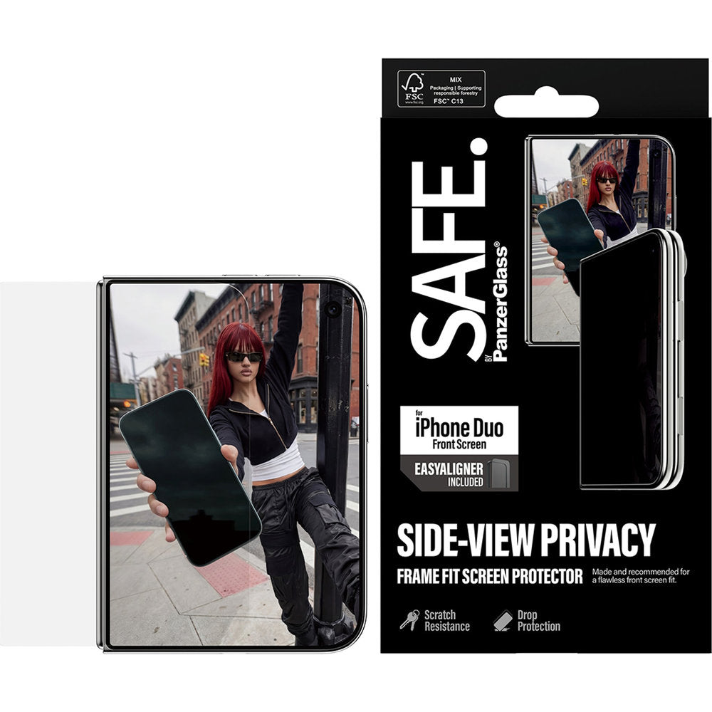 Sichtschutzglas mit Applikator für iPhone Duo, SAFE by PanzerGlass Ultra-Wide Fit Privacy mit EasyAligner (5/7)