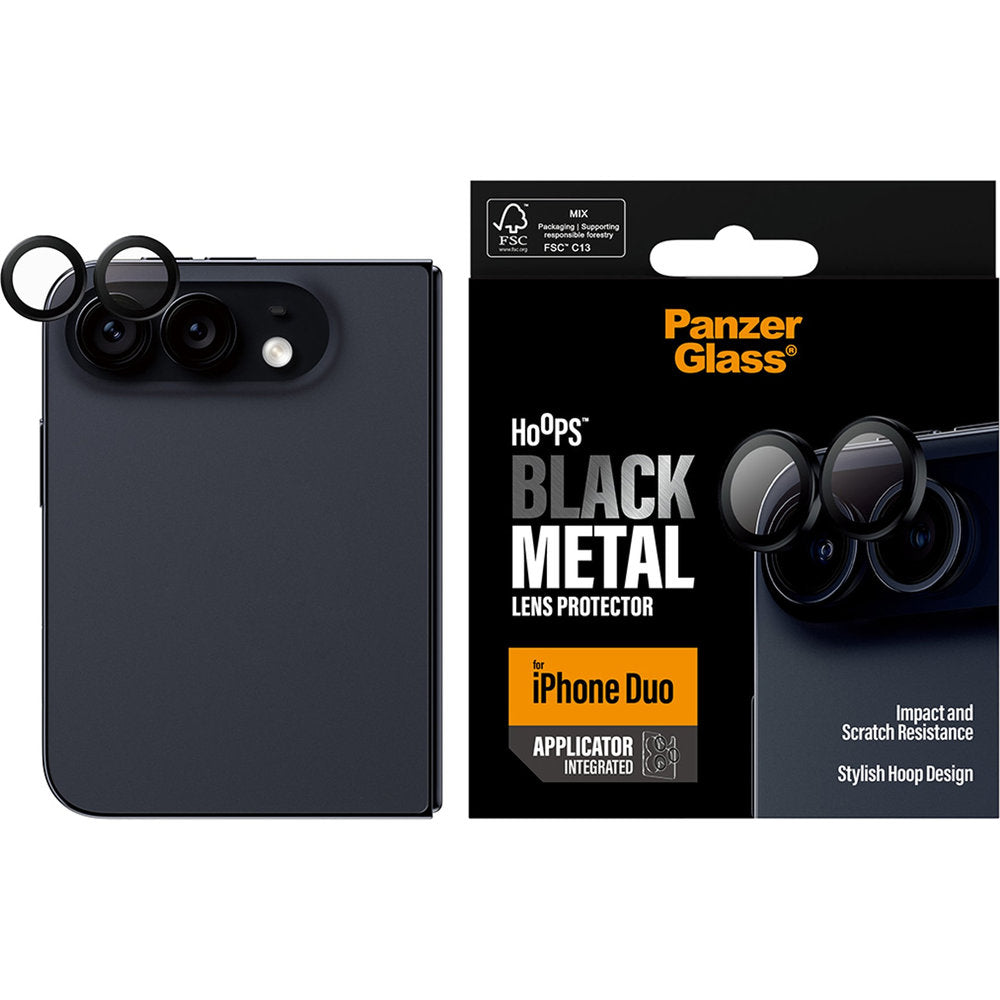 Gehärtetes Glas mit Applikator für iPhone Duo, PanzerGlass Hoops Camera, Schwarz (4/6)