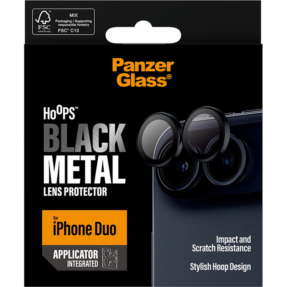 Gehärtetes Glas mit Applikator für iPhone Duo, PanzerGlass Hoops Camera, Schwarz (6/6)