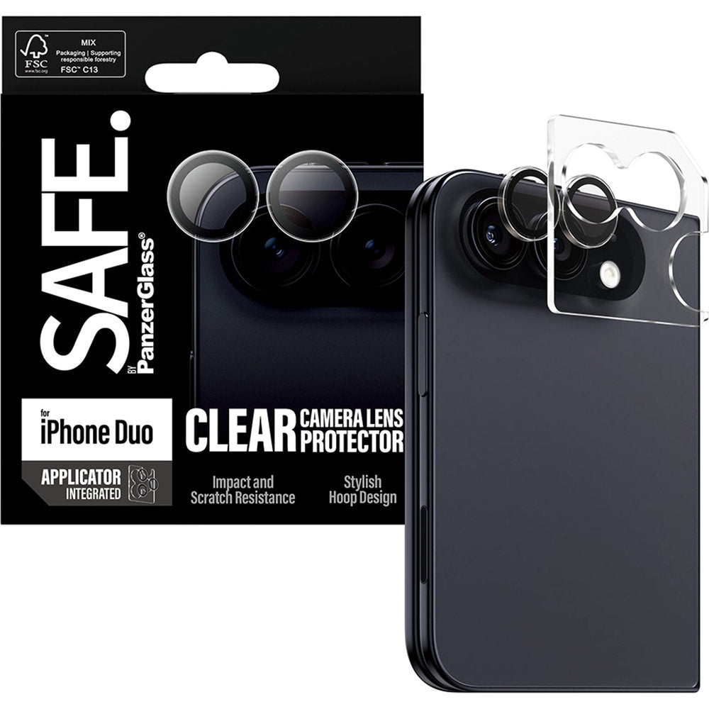 Gehärtetes Glas mit Applikator für iPhone Duo, SAFE by PanzerGlass Camera Lens Protector, Transparent (1/6)