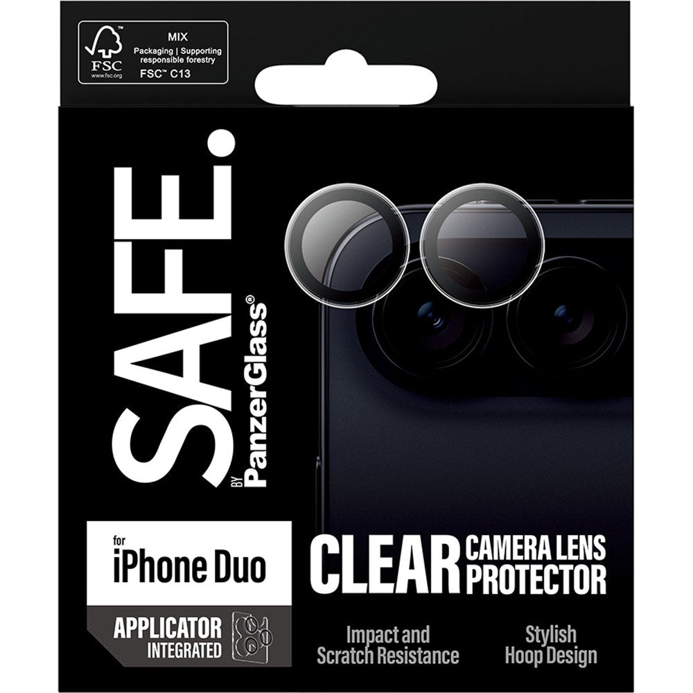 Gehärtetes Glas mit Applikator für iPhone Duo, SAFE by PanzerGlass Camera Lens Protector, Transparent (6/6)