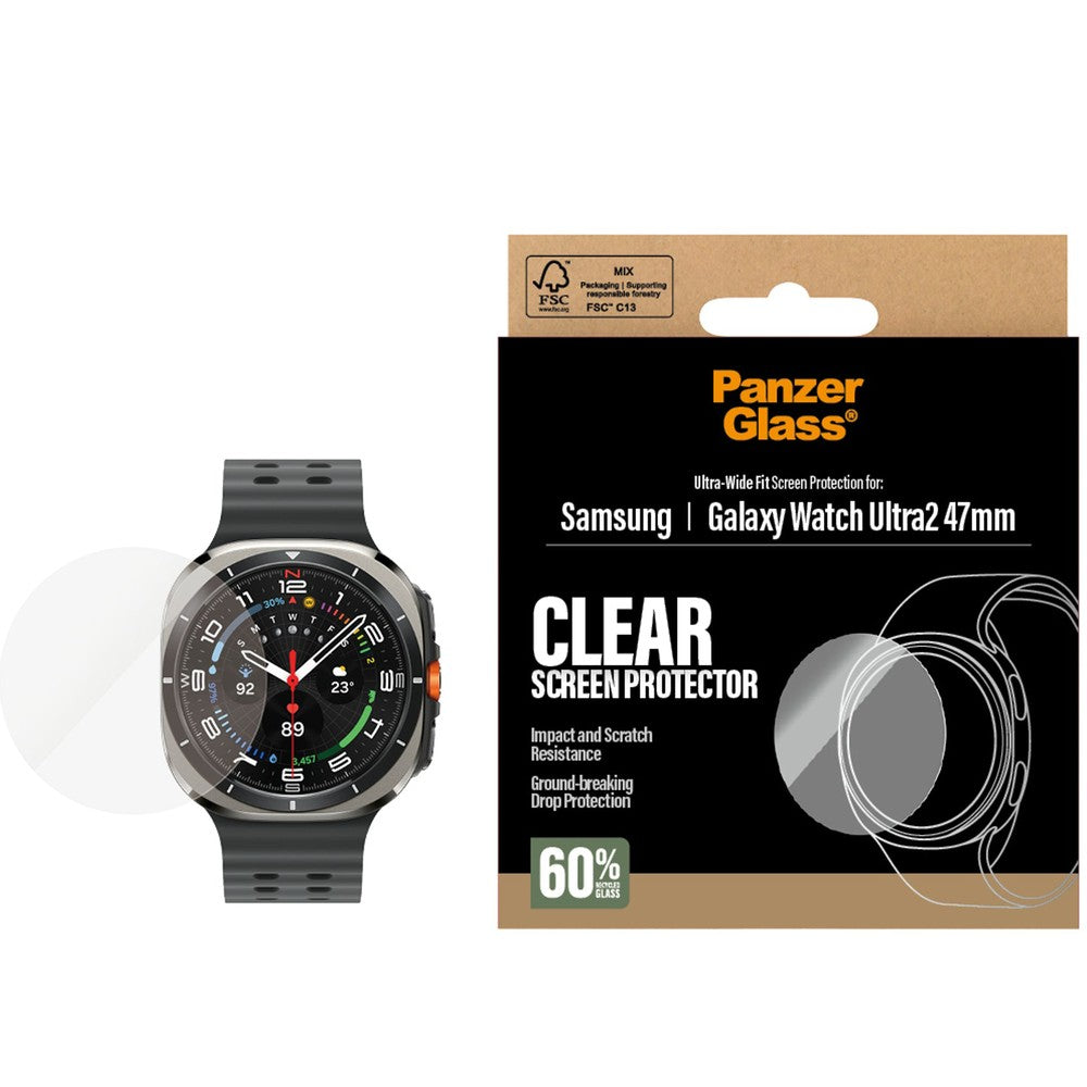 Schutzglas für Galaxy Watch Ultra 2 (2026) 47 mm, PanzerGlass Ultra-Wide Fit, Transparent (1/4)