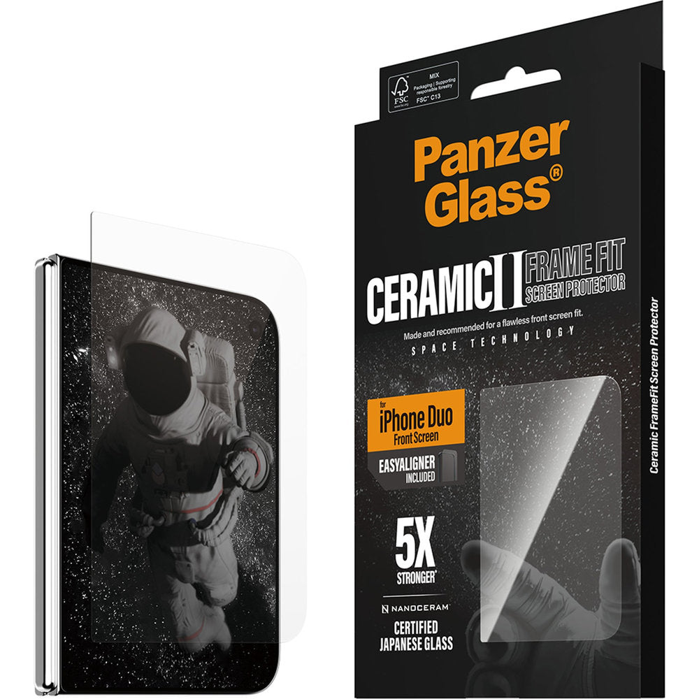 Schutzglas mit Applikator für iPhone Duo, PanzerGlass Ceramic Ultra-Wide Fit + EasyAligner (5/6)