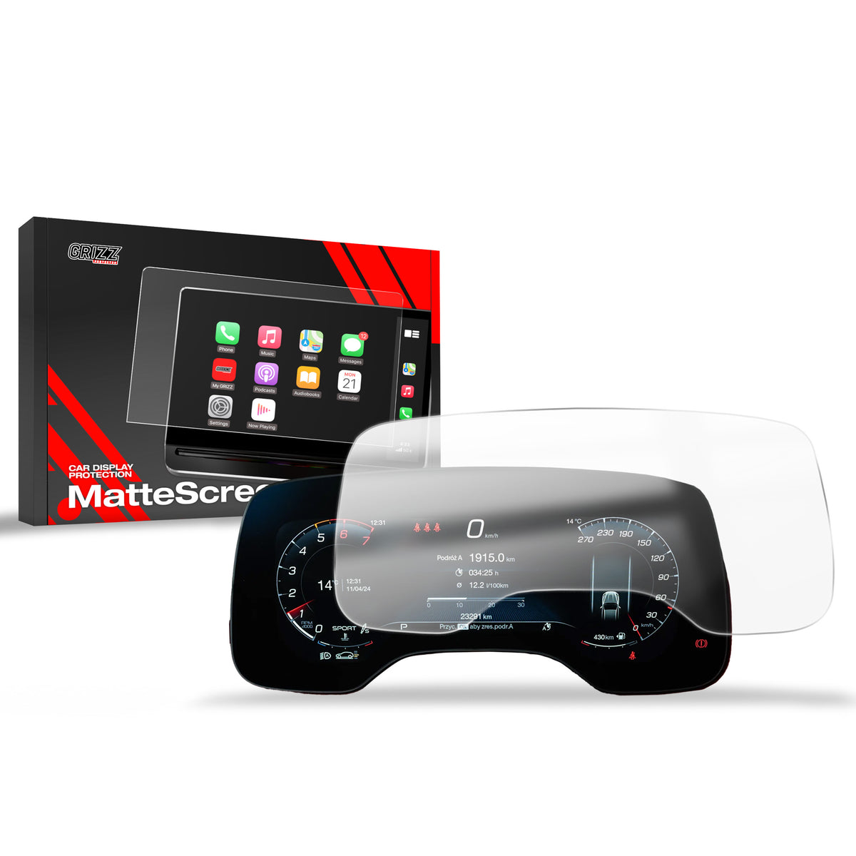 Matte Autodisplayfolie für Maserati Grecale Virtual Cockpit (2023-2026), Grizz Protector