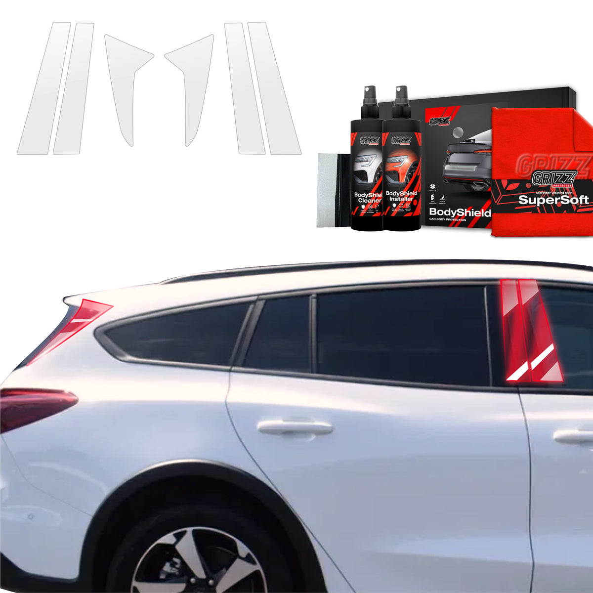 6in1 Schutzfolie Grizz Protector für B-Säule - Ford Focus Active X Kombi Facelift (2021-2025)