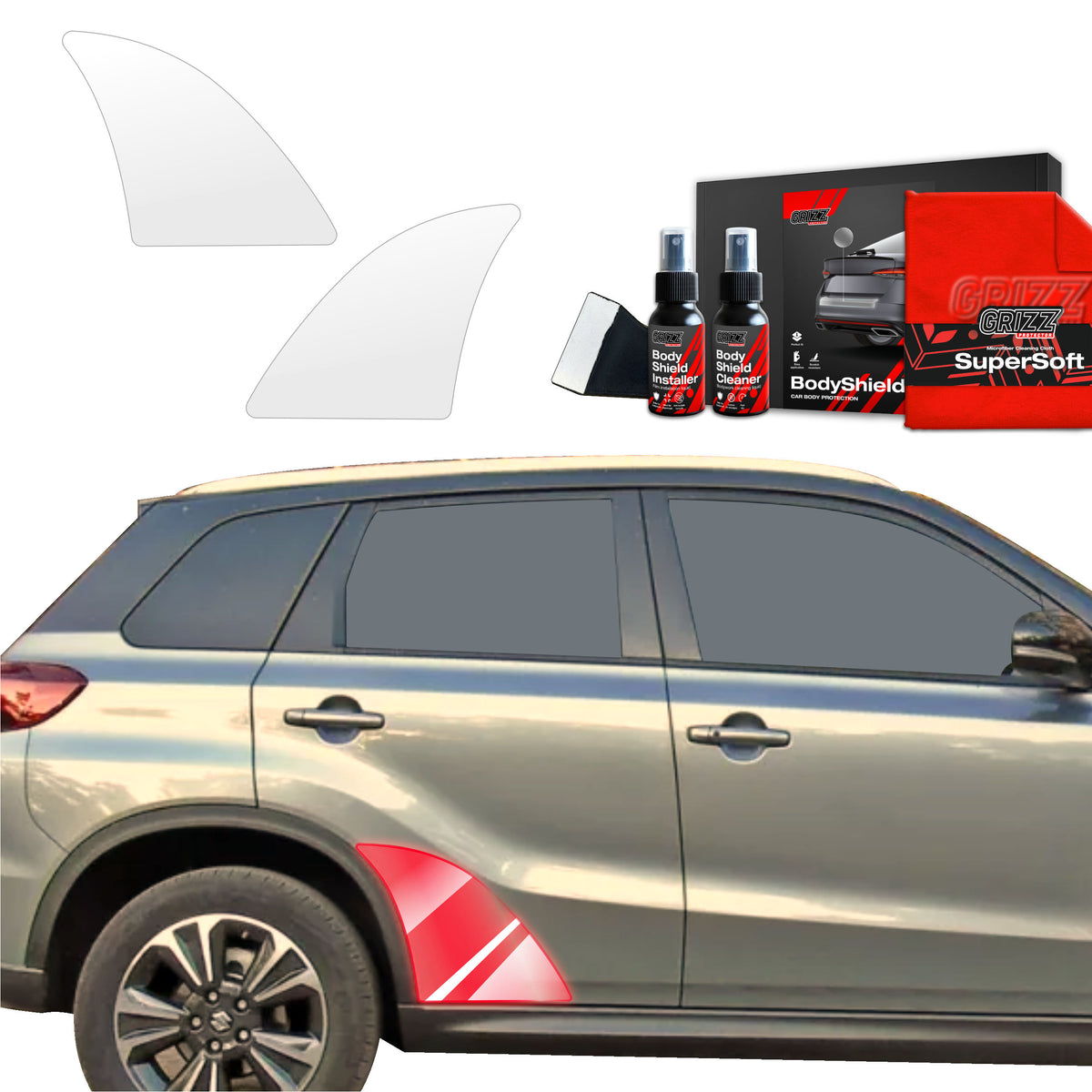 2in1 Schutzfolie Grizz Protector für hinteren Seitenschweller - Suzuki Vitara Facelift (2024-2026)
