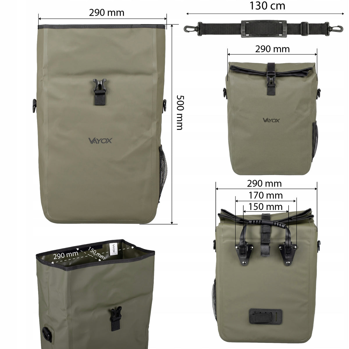 Fahrradtasche für den Gepäckträger, Vayox VA0444G 25L, Grün