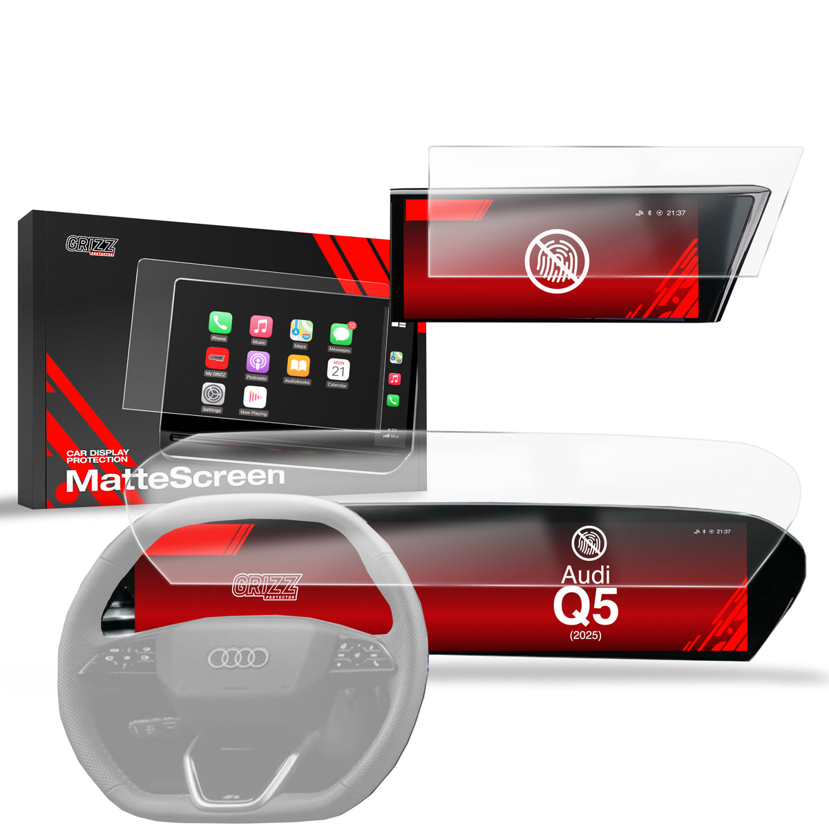 Matte Autodisplayfolie 2in1 für Audi Q5 14,5" (2025-2026), Grizz Protector