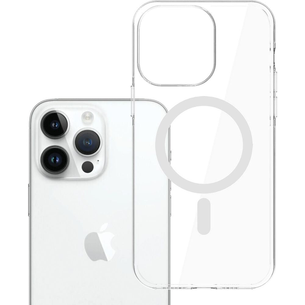 Handyhülle für iPhone 14 Pro, 3mk EverClear MagCase mit MagSafe, Transparent mit weißem Magneten