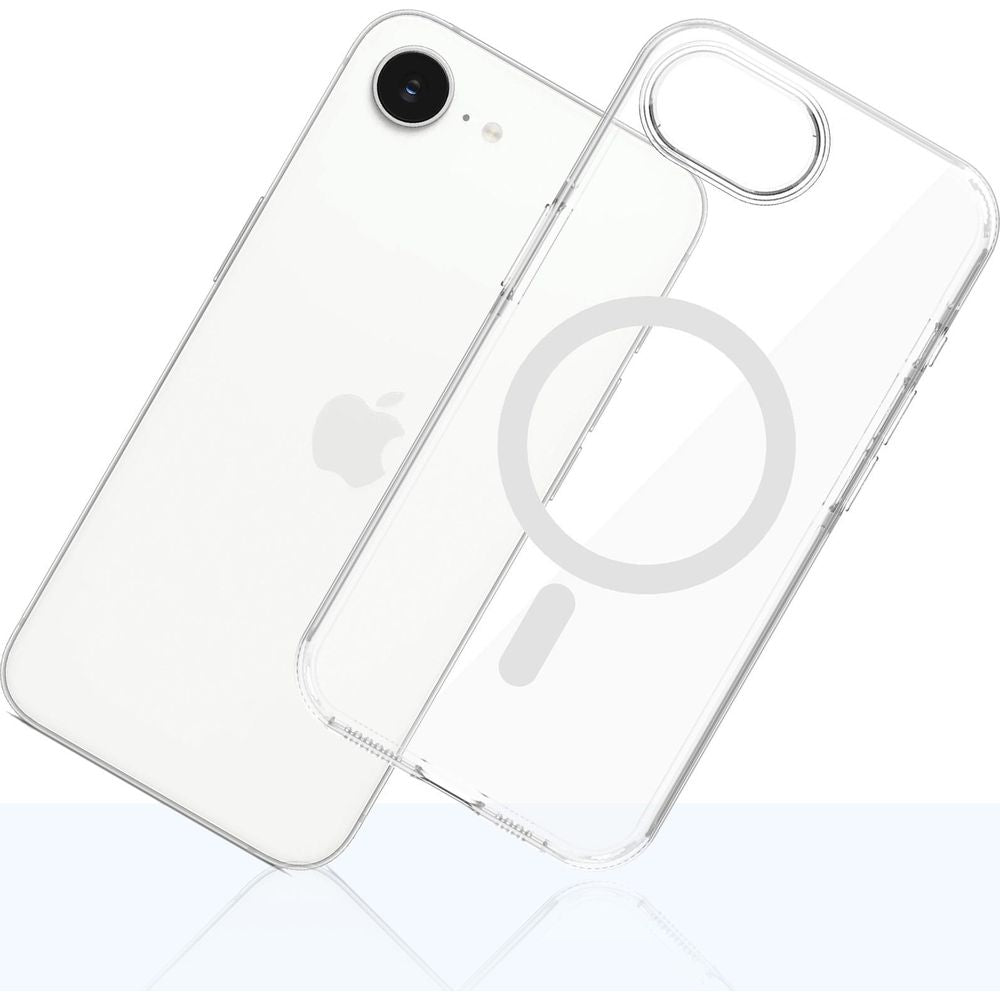 Handyhülle für iPhone 16e, 3mk EverClear MagCase mit MagSafe, Transparent mit weißem Magneten