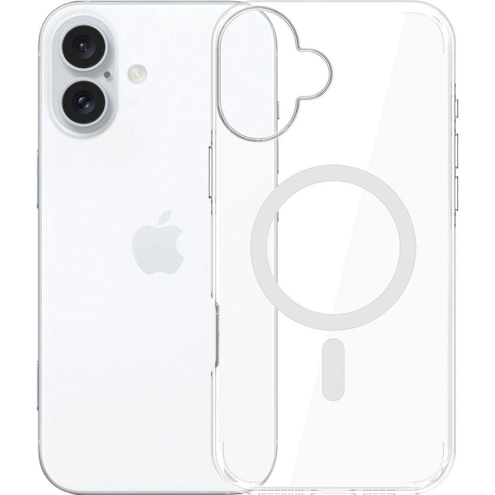 Handyhülle für iPhone 16, 3mk EverClear MagCase mit MagSafe, Transparent mit weißem Magneten