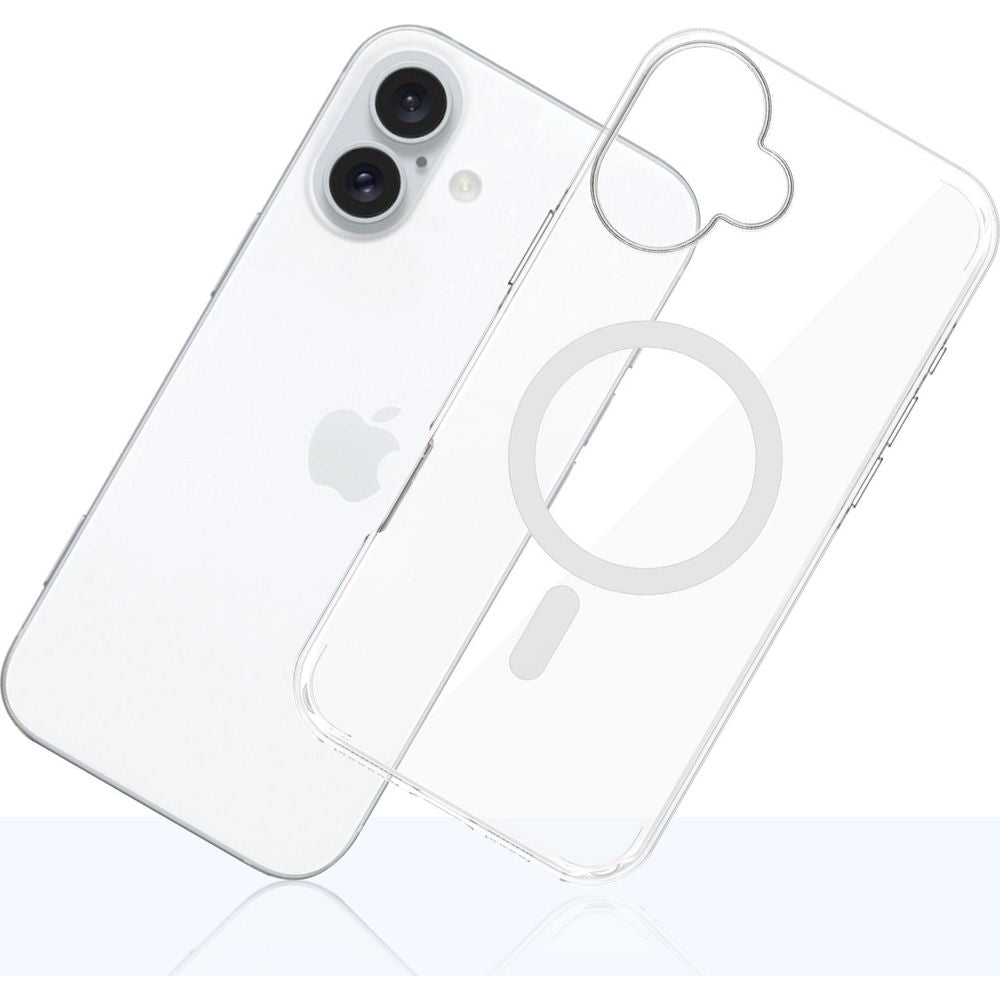 Handyhülle für iPhone 16, 3mk EverClear MagCase mit MagSafe, Transparent mit weißem Magneten