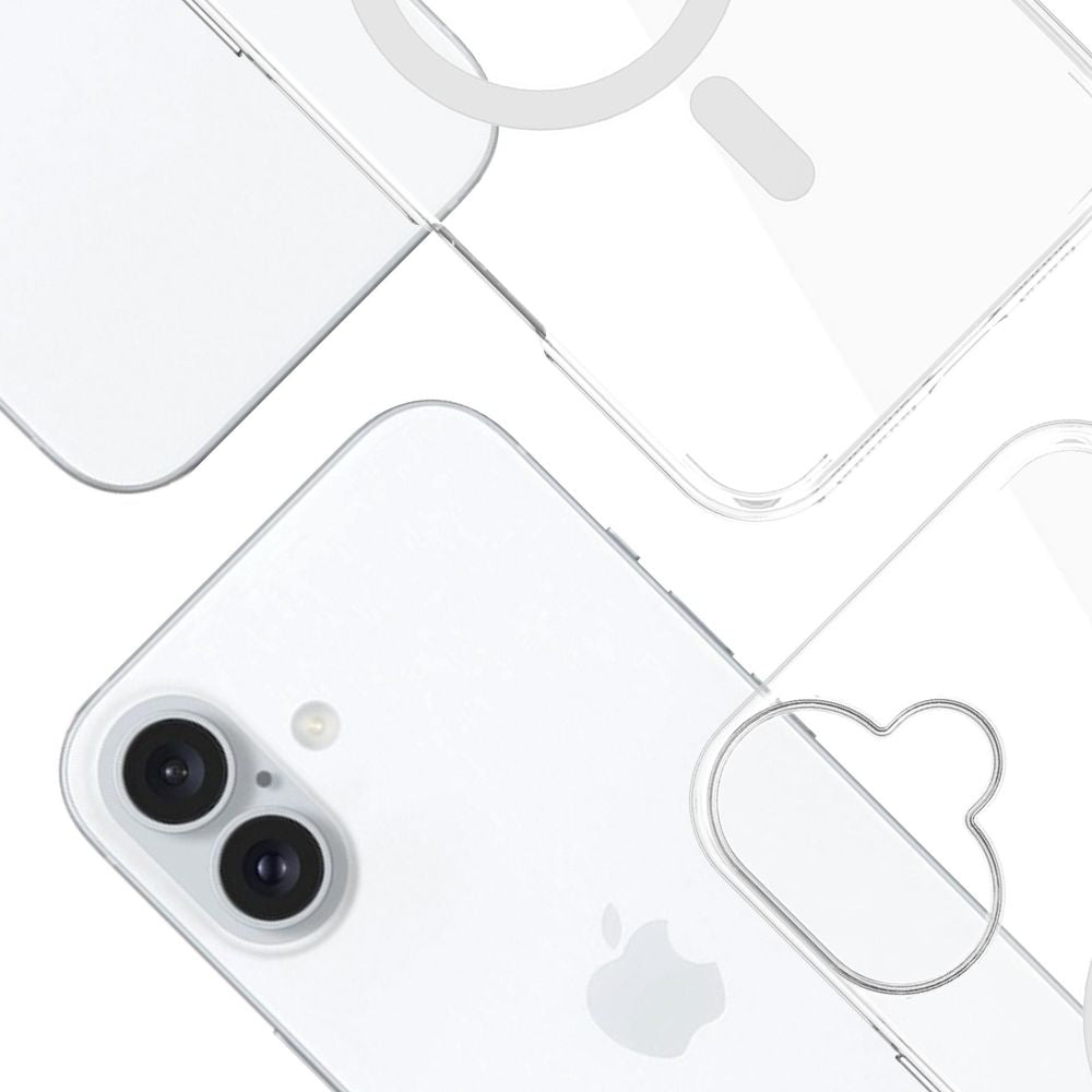 Handyhülle für iPhone 16, 3mk EverClear MagCase mit MagSafe, Transparent mit weißem Magneten