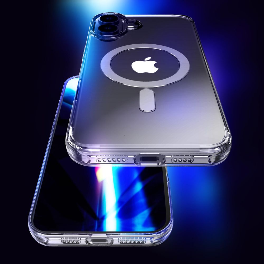 Handyhülle für iPhone 16, 3mk EverClear MagCase mit MagSafe, Transparent mit weißem Magneten