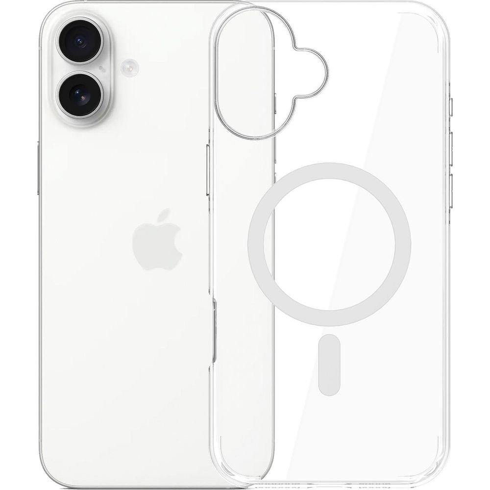 Handyhülle für iPhone 16 Plus, 3mk EverClear MagCase mit MagSafe, Transparent mit weißem Magneten