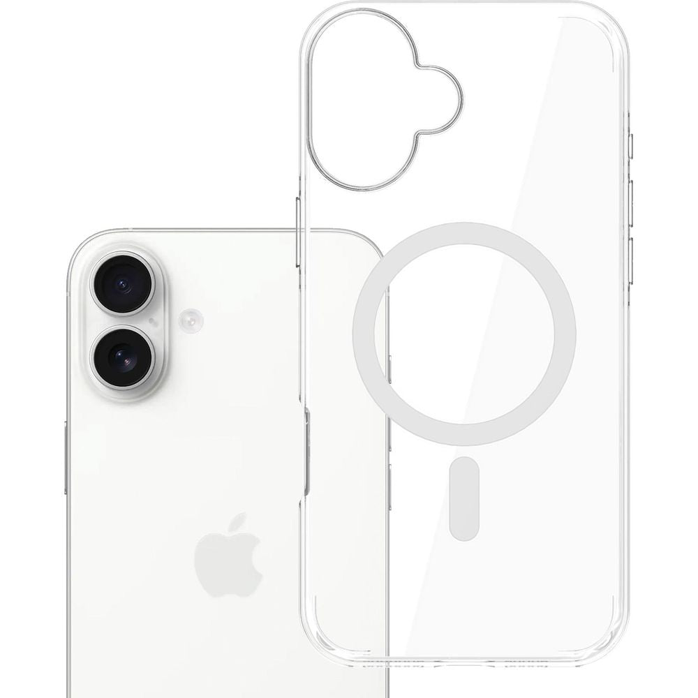 Handyhülle für iPhone 16 Plus, 3mk EverClear MagCase mit MagSafe, Transparent mit weißem Magneten