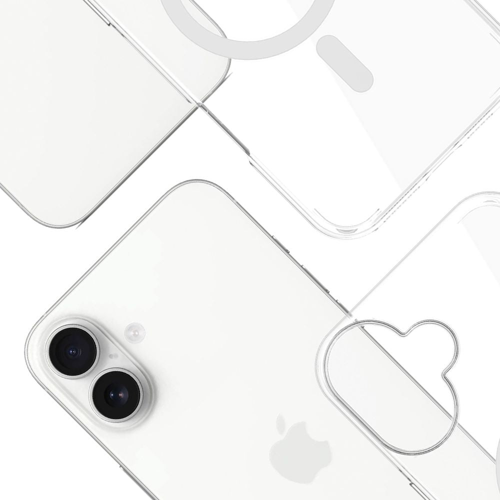 Handyhülle für iPhone 16 Plus, 3mk EverClear MagCase mit MagSafe, Transparent mit weißem Magneten