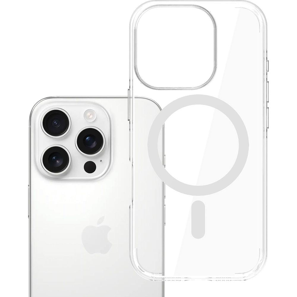 Handyhülle für iPhone 16 Pro, 3mk EverClear MagCase mit MagSafe, Transparent mit weißem Magneten