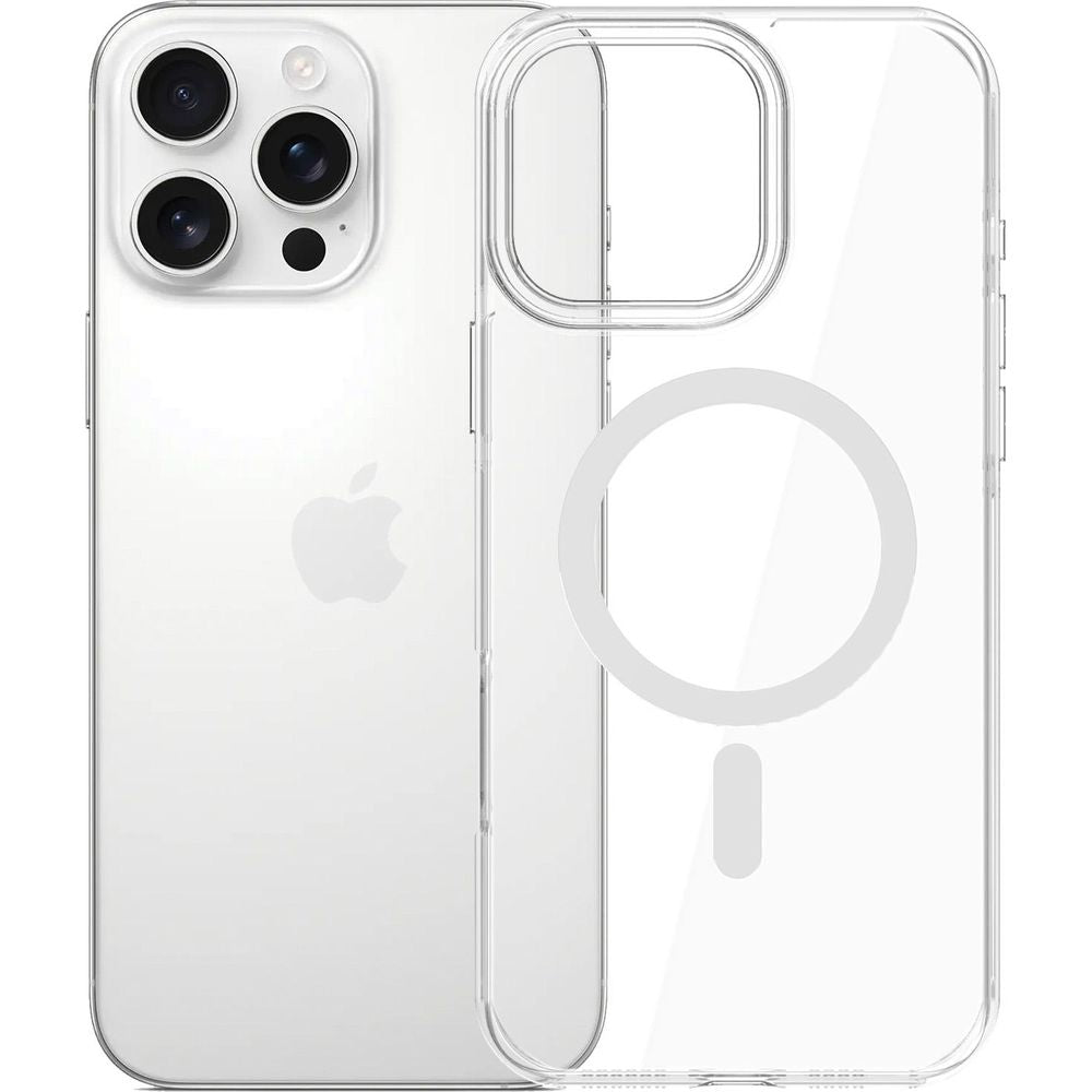 Handyhülle für iPhone 16 Pro Max, 3mk EverClear MagCase mit MagSafe, Transparent mit weißem Magneten
