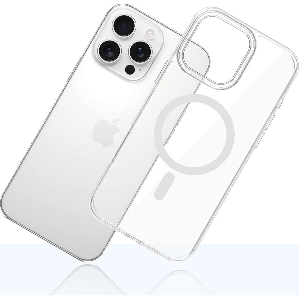 Handyhülle für iPhone 16 Pro Max, 3mk EverClear MagCase mit MagSafe, Transparent mit weißem Magneten