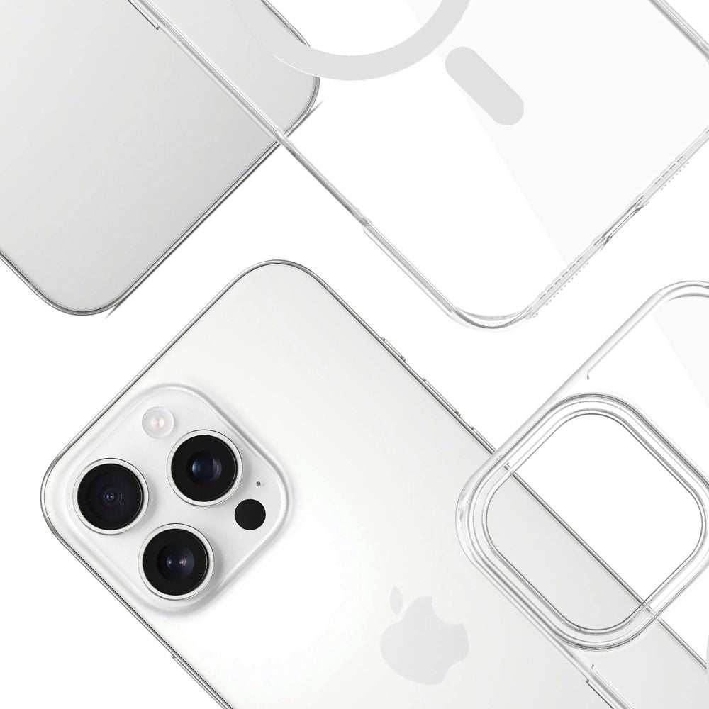 Handyhülle für iPhone 16 Pro Max, 3mk EverClear MagCase mit MagSafe, Transparent mit weißem Magneten