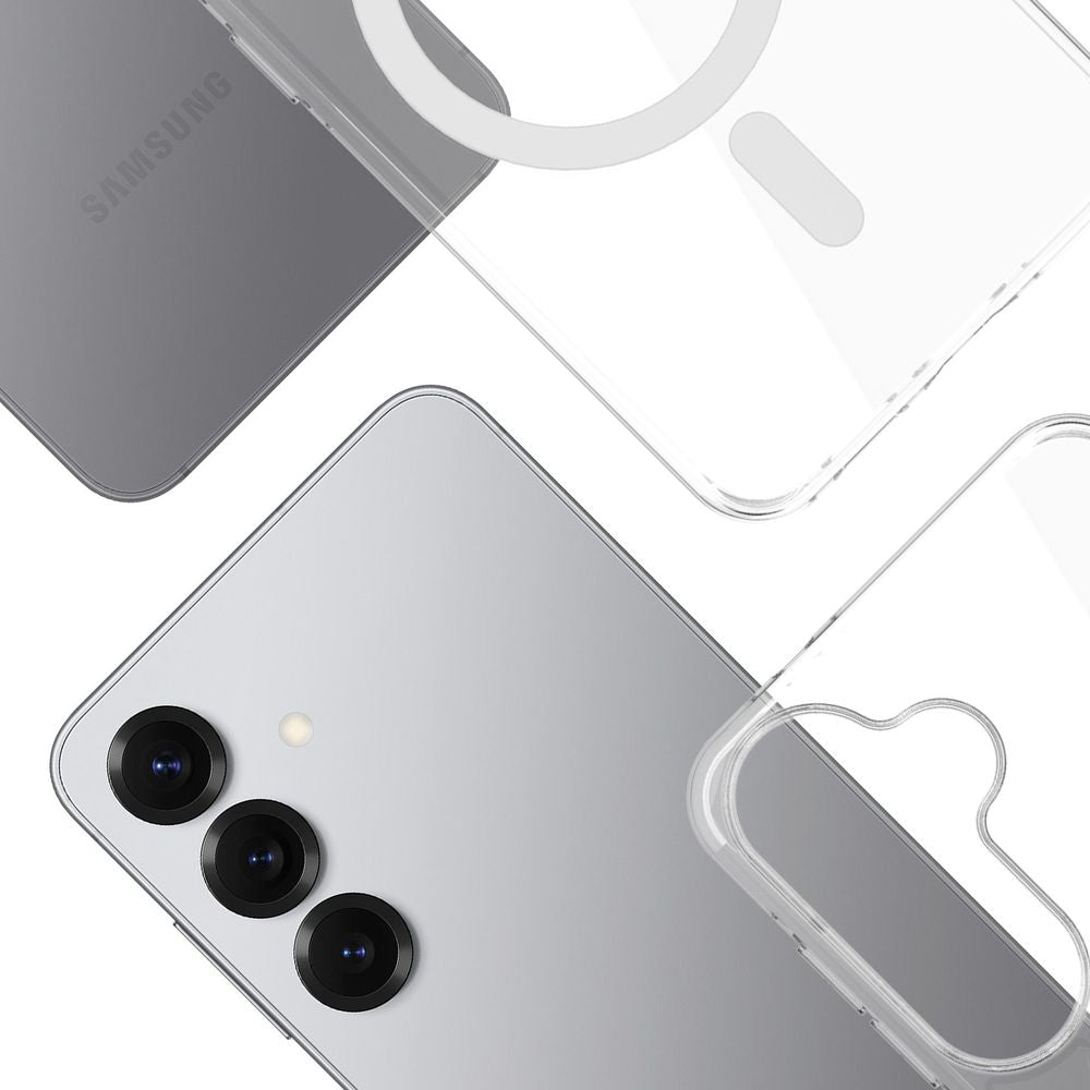 Handyhülle für Galaxy S25, 3mk EverClear MagCase mit MagSafe, Transparent mit weißem Magneten