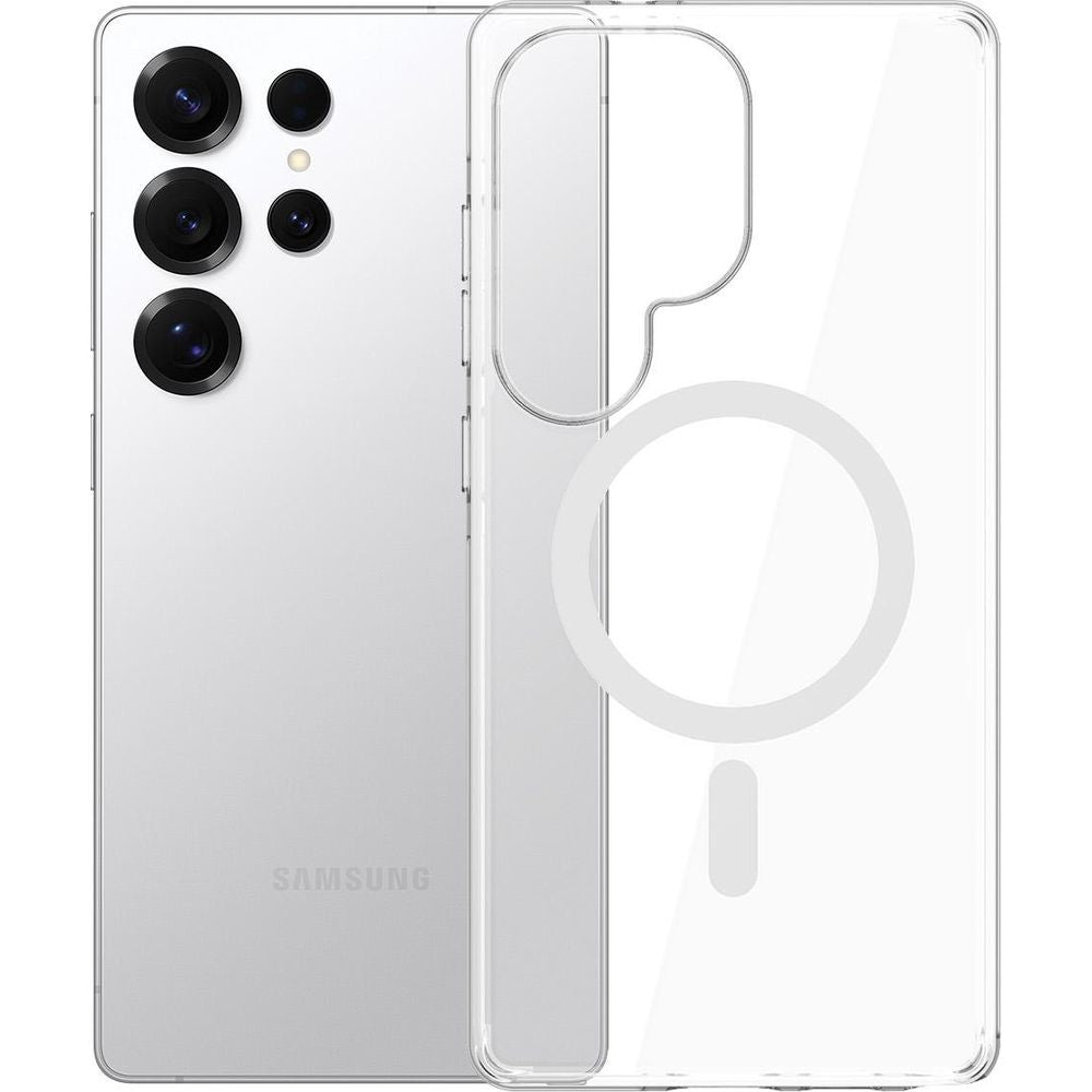 Handyhülle für Galaxy S25 Ultra, 3mk EverClear MagCase mit MagSafe, Transparent mit weißem Magneten