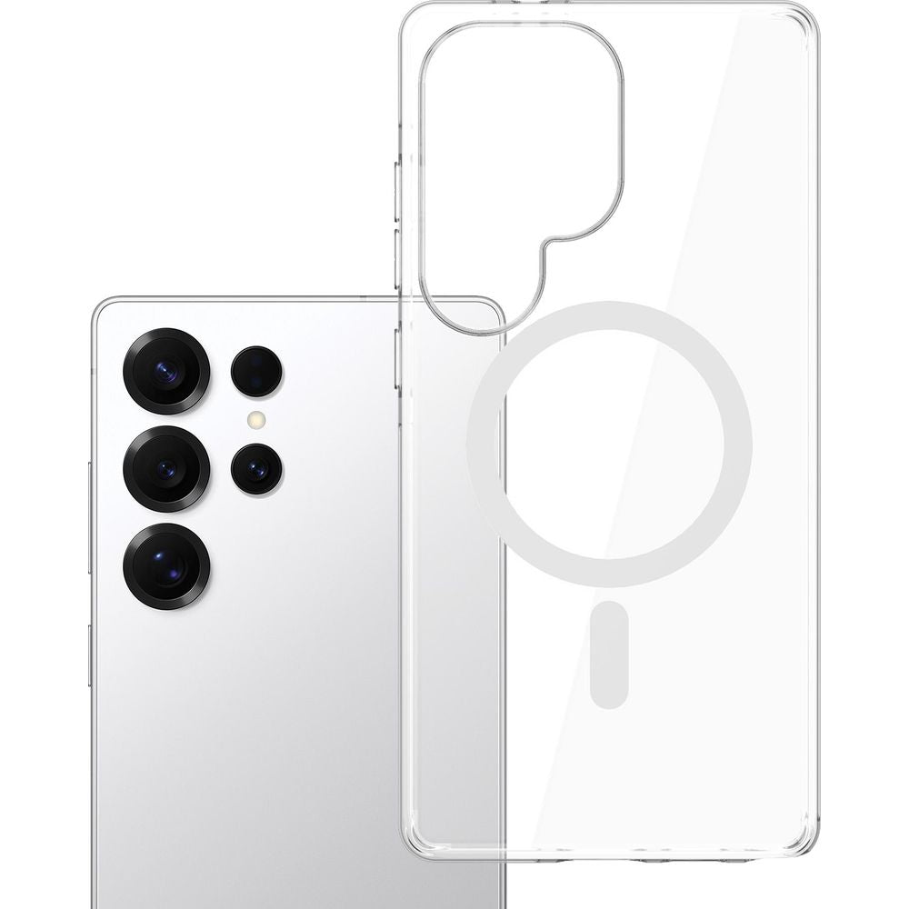 Handyhülle für Galaxy S25 Ultra, 3mk EverClear MagCase mit MagSafe, Transparent mit weißem Magneten