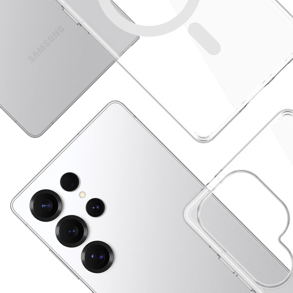 Handyhülle für Galaxy S25 Ultra, 3mk EverClear MagCase mit MagSafe, Transparent mit weißem Magneten