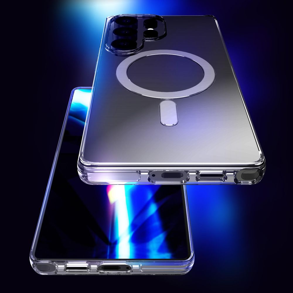 Handyhülle für Galaxy S25 Ultra, 3mk EverClear MagCase mit MagSafe, Transparent mit weißem Magneten