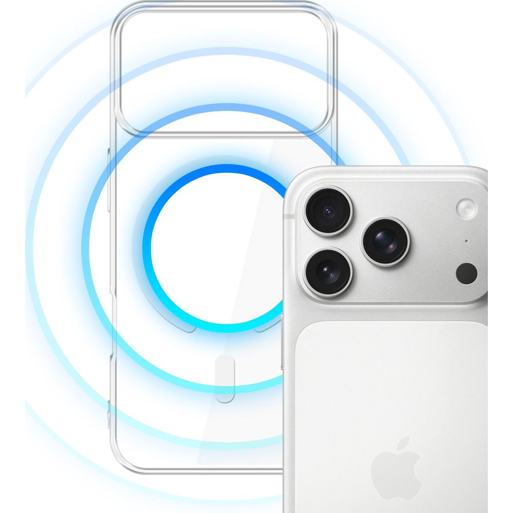 Handyhülle für iPhone 17 Pro, 3mk EverClear MagCase mit MagSafe, Transparent mit weißem Magneten